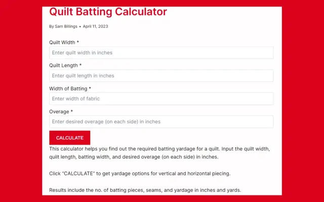 Quilt Calculators android App screenshot 2